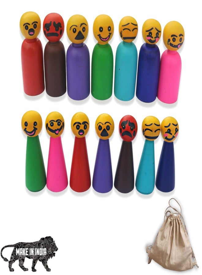 GIFT EQUALS LOVE Wooden Peg Doll Natural Handcrafted People Bodies Angel Dolls for DIY Craft (Emotions 14 Pcs) - Image 5